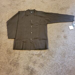 Men's Belford Brown Button-Front 100% Merino Wool Sweater